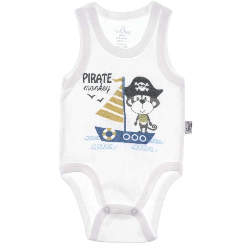 Baby Lona αμάνικο βρεφικό κορμάκι «Pirate Monkey»