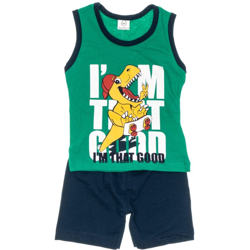 Baby May’s σετ αμάνικη μπλούζα με σορτσάκι «I’m That Good in Green»