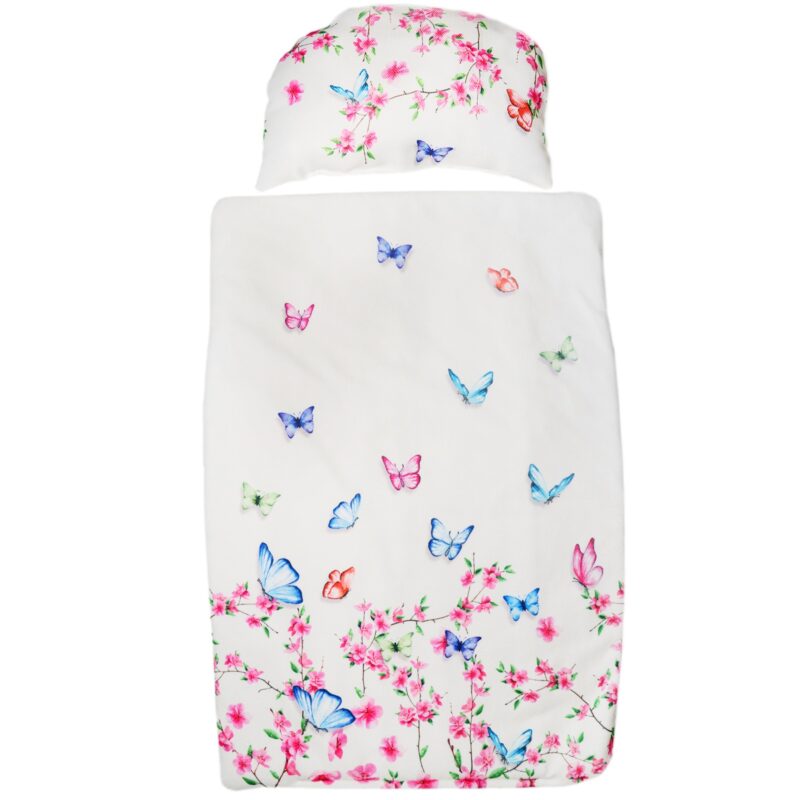 Poo Poo λεπτό παπλωματάκι και μαξιλάρι «Butterflies» (0,62m X 0,46m)