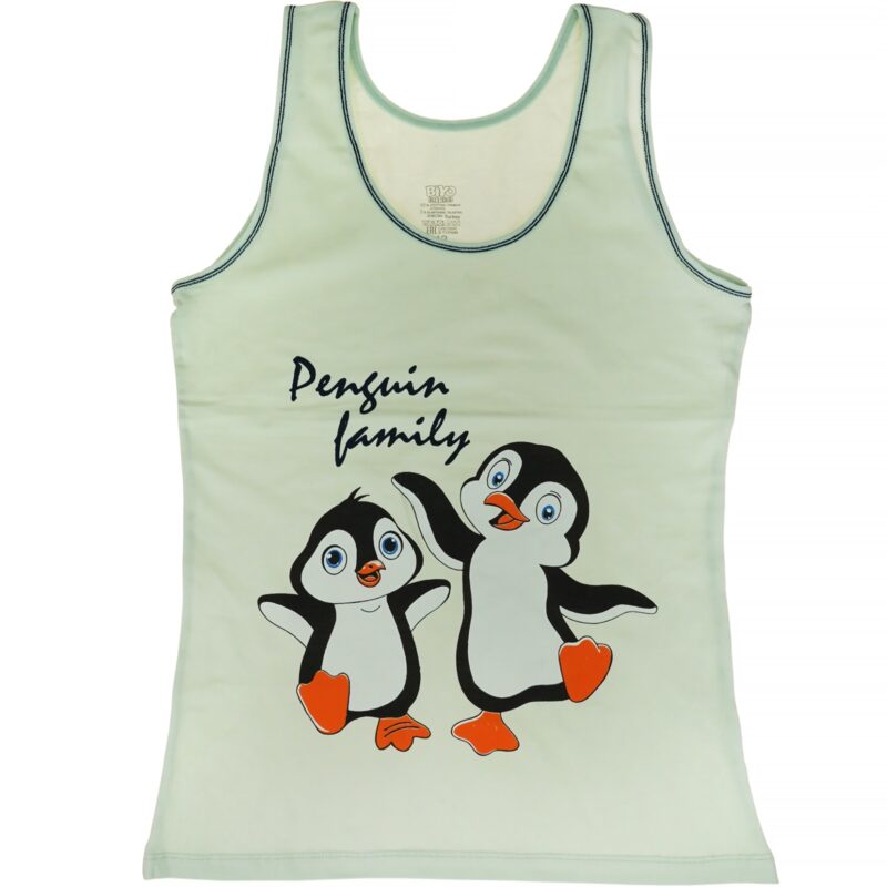 Biyo Kids αμάνικο φανελάκι με στάμπα «Penguin Family in Green»
