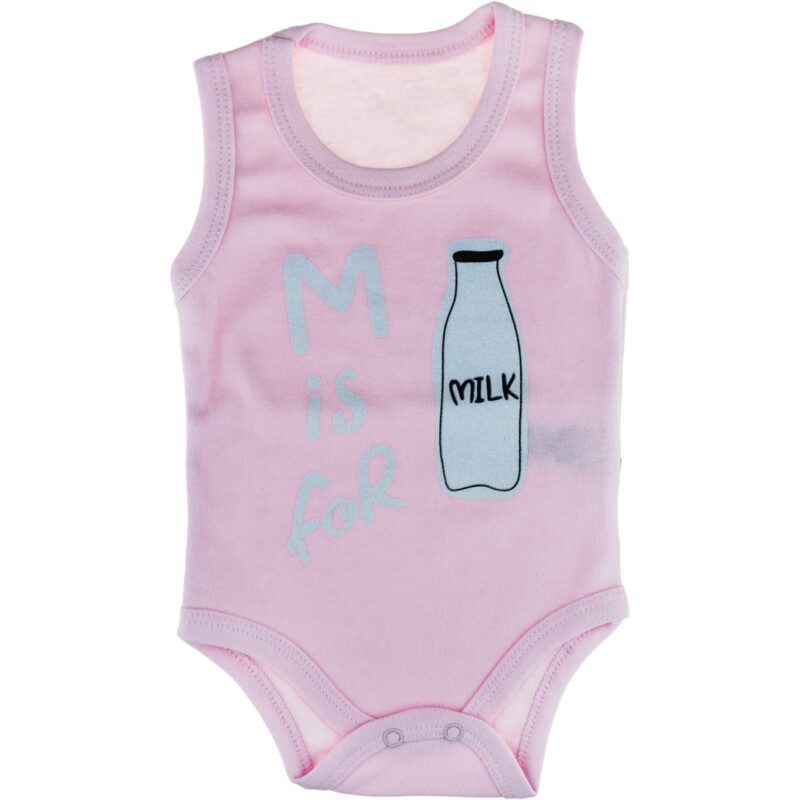 Moon αμάνικο βρεφικό κορμάκι «M is for Milk»