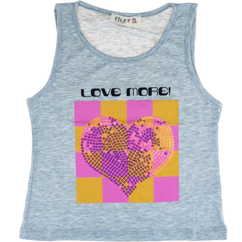 File παιδική αμάνικη μπλούζα «Love More in Grey»