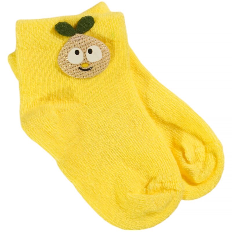 Collection βρεφικές καλτσούλες με απλικέ σχέδιο «Yellow Face»