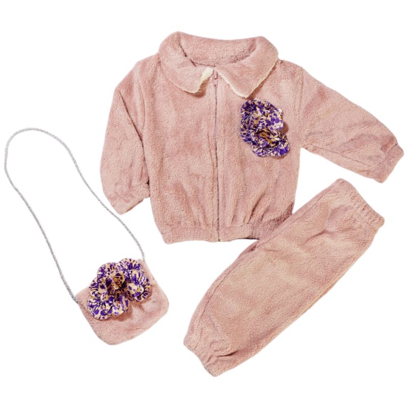 Becol Baby & Kids βρεφικό σετ από fleece ύφασμα και ασορτί τσαντάκι «Chic Flower»
