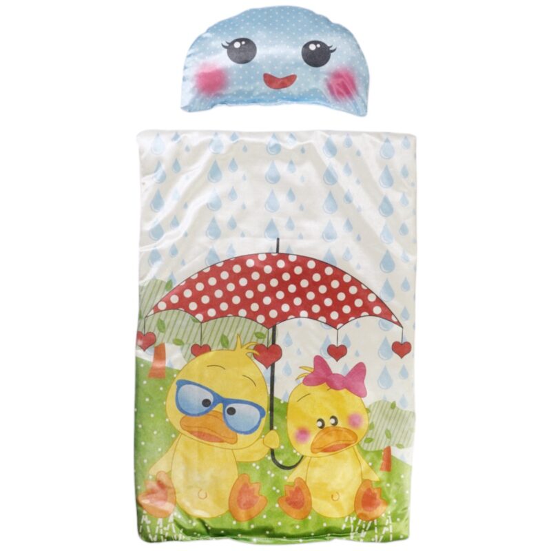 Poo Poo λεπτό παπλωματάκι και μαξιλάρι (0,62m X 0,46m) «Baby Ducks»