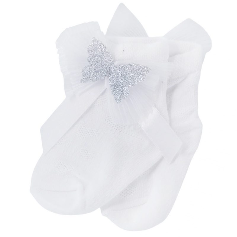 Olay Socks καλτσούλες με τούλι και διακοσμητική πεταλούδα «White Butterfly»