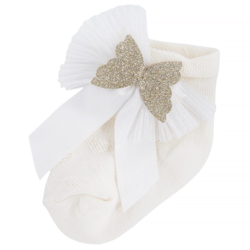 Olay Socks καλτσούλες με τούλι και διακοσμητική πεταλούδα «Ecru Butterfly»