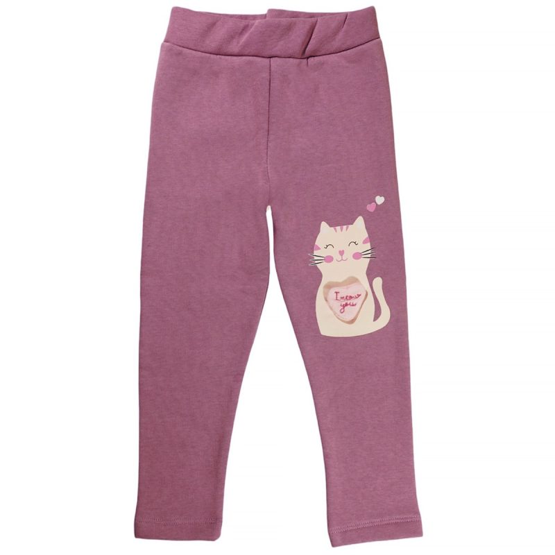 Timi Kids κολάν με χνούδι «I Meow You in Purple»