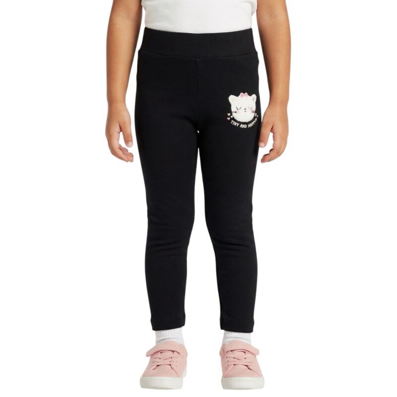 Timi Kids κολάν με χνούδι «Tiny and Happy in Black»