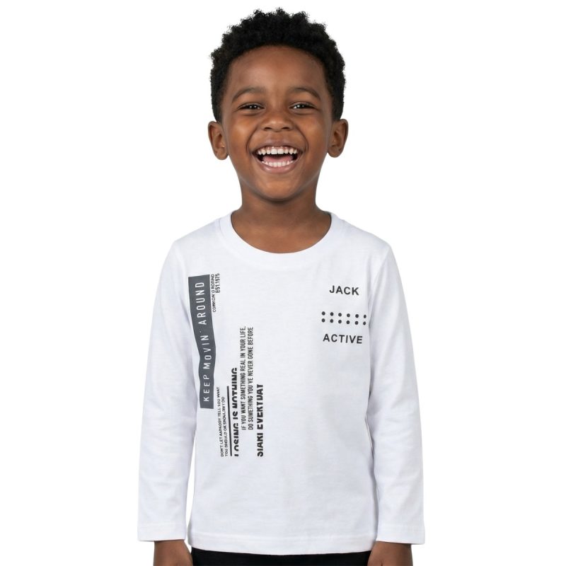 Ifba Kids λεπτή μακρυμάνικη μπλούζα «White Active» (ΣΤΕΝΗ ΓΡΑΜΜΗ)