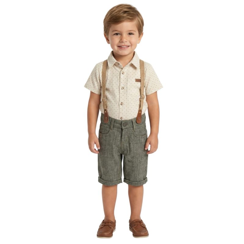 Ecoo Kids σετ πουκάμισο και βερμούδα με τιράντες «Mister Famous»