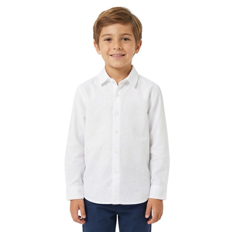 Kidswear μακρυμάνικο πουκάμισο από λεπτό ύφασμα «Perfect White»