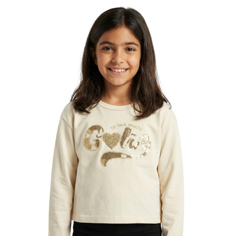 Miss Image μακρυμάνικη crop top μπλούζα από λεπτό ύφασμα «Beige Care»