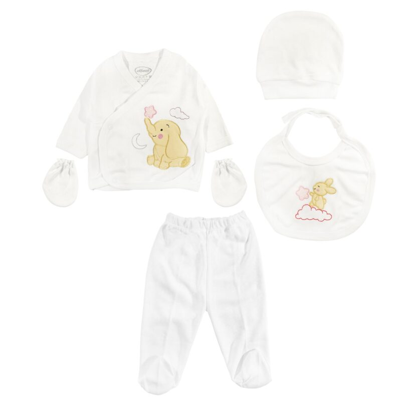 Misimosi Baby σετ δώρου πέντε τεμαχίων «Elephant and Bunny»