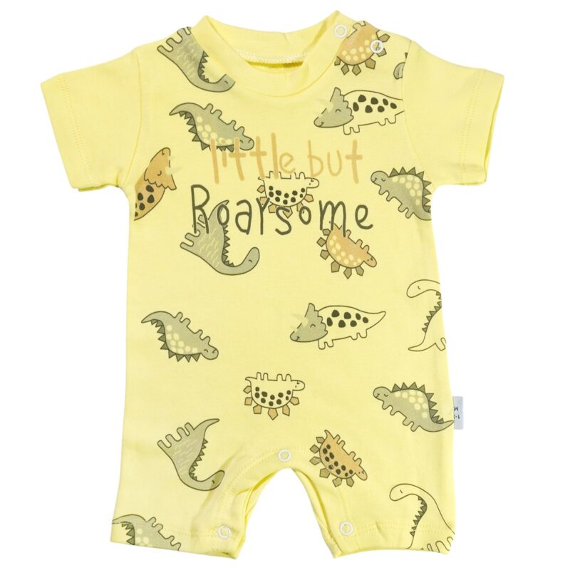 Efilix Baby κοντομάνικο βρεφικό φορμάκι «Little But Roarsome in Yellow»