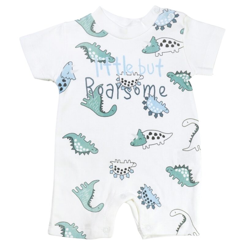 Efilix Baby κοντομάνικο βρεφικό φορμάκι «Little But Roarsome in Ecru»