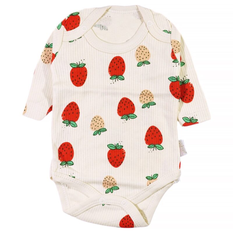Nayinom μακρυμάνικο κορμάκι «Beige Strawberries»