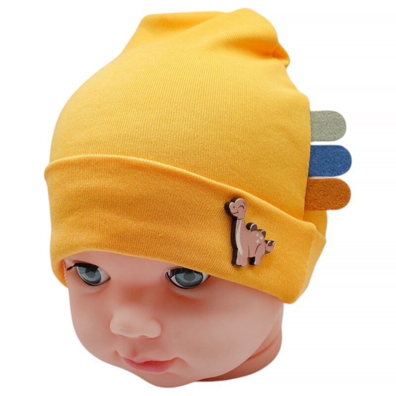 Defne σκουφάκι νεογνού «Yellow Baby Dino»