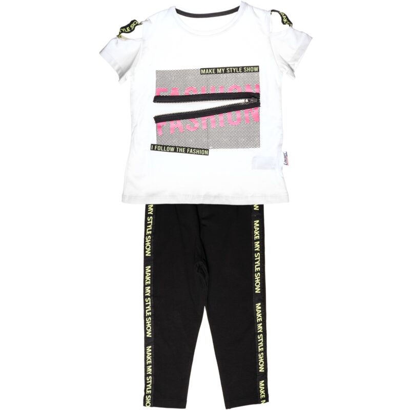 Limones σετ μπλουζάκι με κολάν κάπρι «White Fashion»