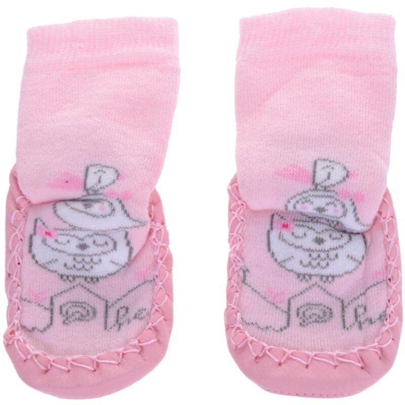 Melix βρεφικές καλτσοπαντόφλες «Little Pink Owl»
